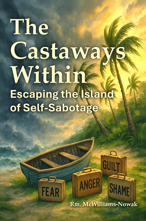 The Castaways Within self sabotage personal growth book cover featuring island and emotional themes